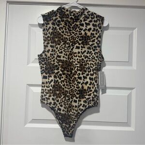 Leopard Print Sleeveless Bodysuit